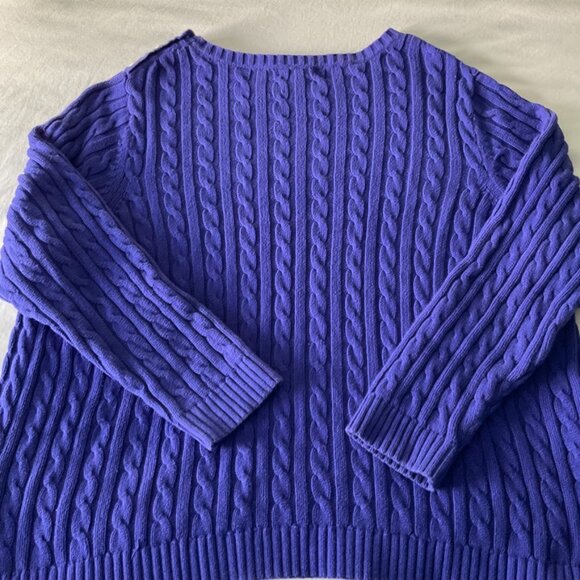 Lands End Womens 3XL Plus Crewneck Sweater 100% Cotton Cable Knit - Picture 9 of 10